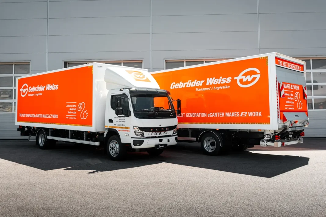 Due autocarri FUSO eCanter completamente elettrici entrano a far parte della flotta croata di Gebrüder Weiss, un fornitore di servizi logistici globale con sede in Austria.